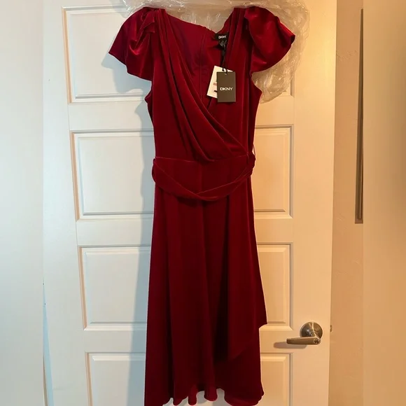 Dkny red velvet wrap dress size 12 Dkny red velvet wrap dress size 12